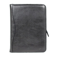Чёрная кожаная папка Ashwood A4 ZIP BLK