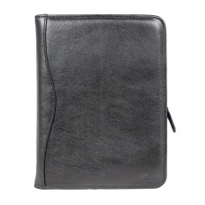 Чёрная кожаная папка Ashwood A4 ZIP BLK