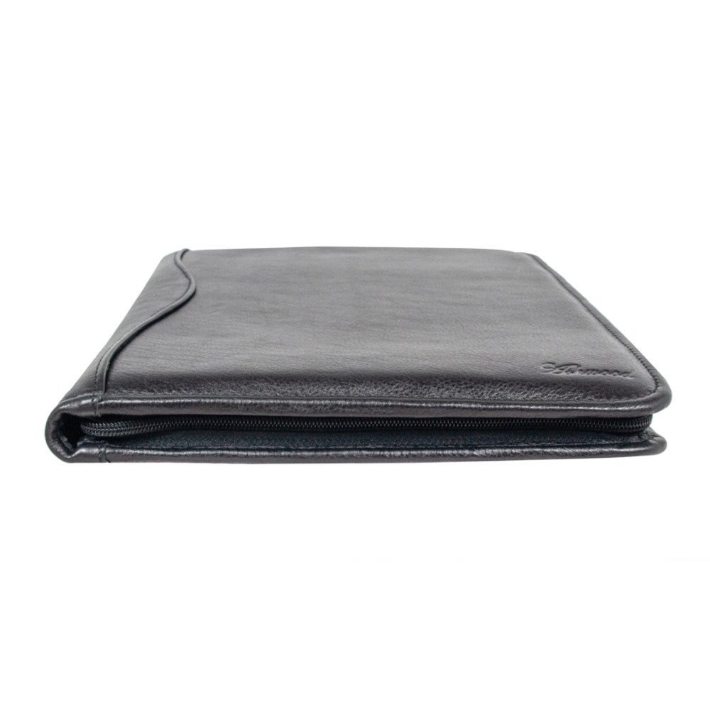 Чёрная кожаная папка Ashwood A4 ZIP BLK