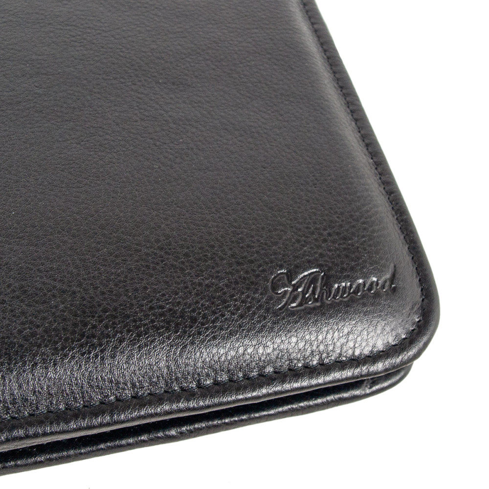 Чёрная кожаная папка Ashwood A4 ZIP BLK