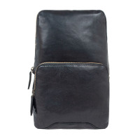 Ч'ёрная кожаная сумка-слинг Ashwood G39 Black