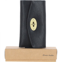 Женский кожаный кошелёк чёрного цвета Ashwood M05 BLACK