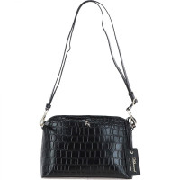 Женская кожаная сумка через плечо Ashwood 63787 BLACK/CROC