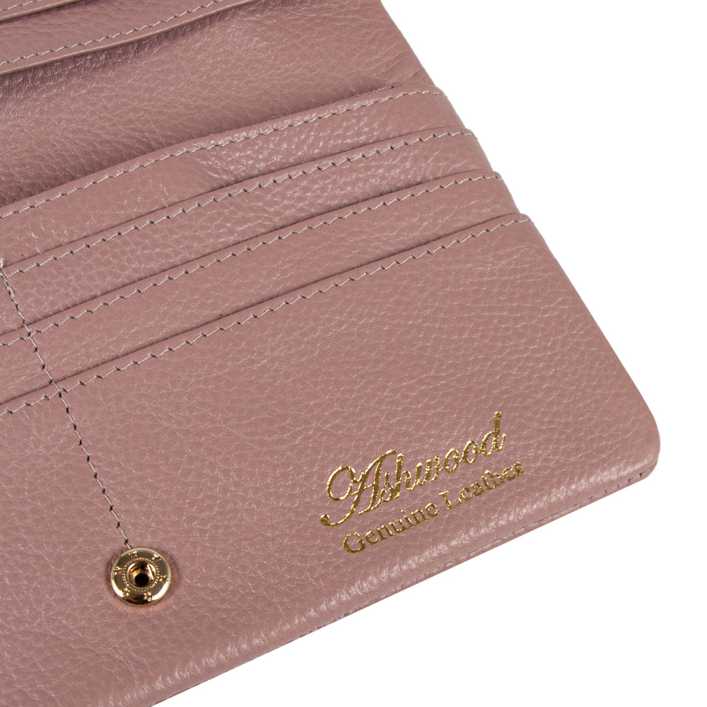 Пудровый женский кошелёк из фактуной кожи Ashwood J56 WOOD ROSE