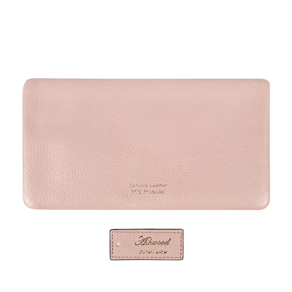 Персиковый женский кошелёк из фактуной кожи Ashwood J56 PEACH WHIP