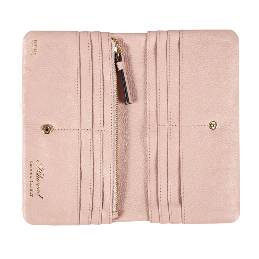 Персиковый женский кошелёк из фактуной кожи Ashwood J56 PEACH WHIP