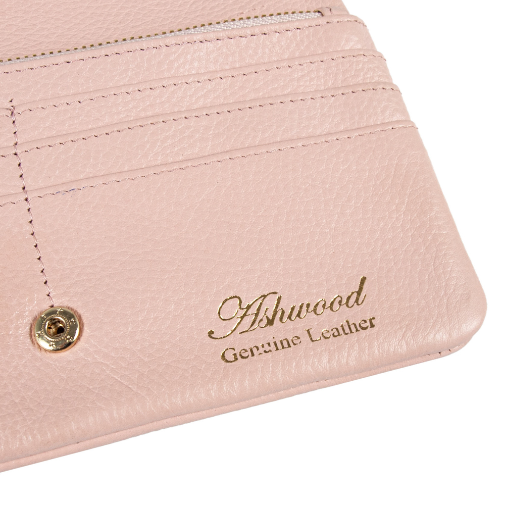 Персиковый женский кошелёк из фактуной кожи Ashwood J56 PEACH WHIP