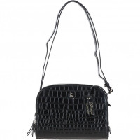 Маленькая женская сумочка из кожи под крокодила Ashwood C57 BLACK/CROC