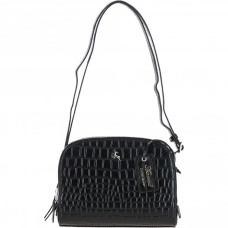 Маленькая женская сумочка из кожи под крокодила Ashwood C57 BLACK/CROC