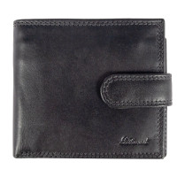 Мужской кожаный кошелёк чёрного цвета Ashwood 1258 VT Black