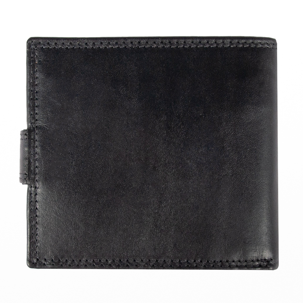 Мужской кожаный кошелёк чёрного цвета Ashwood 1258 VT Black