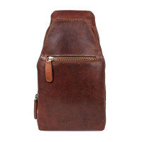 Нагрудная кожаная сумка-слинг Ashwood K43 Chestnut