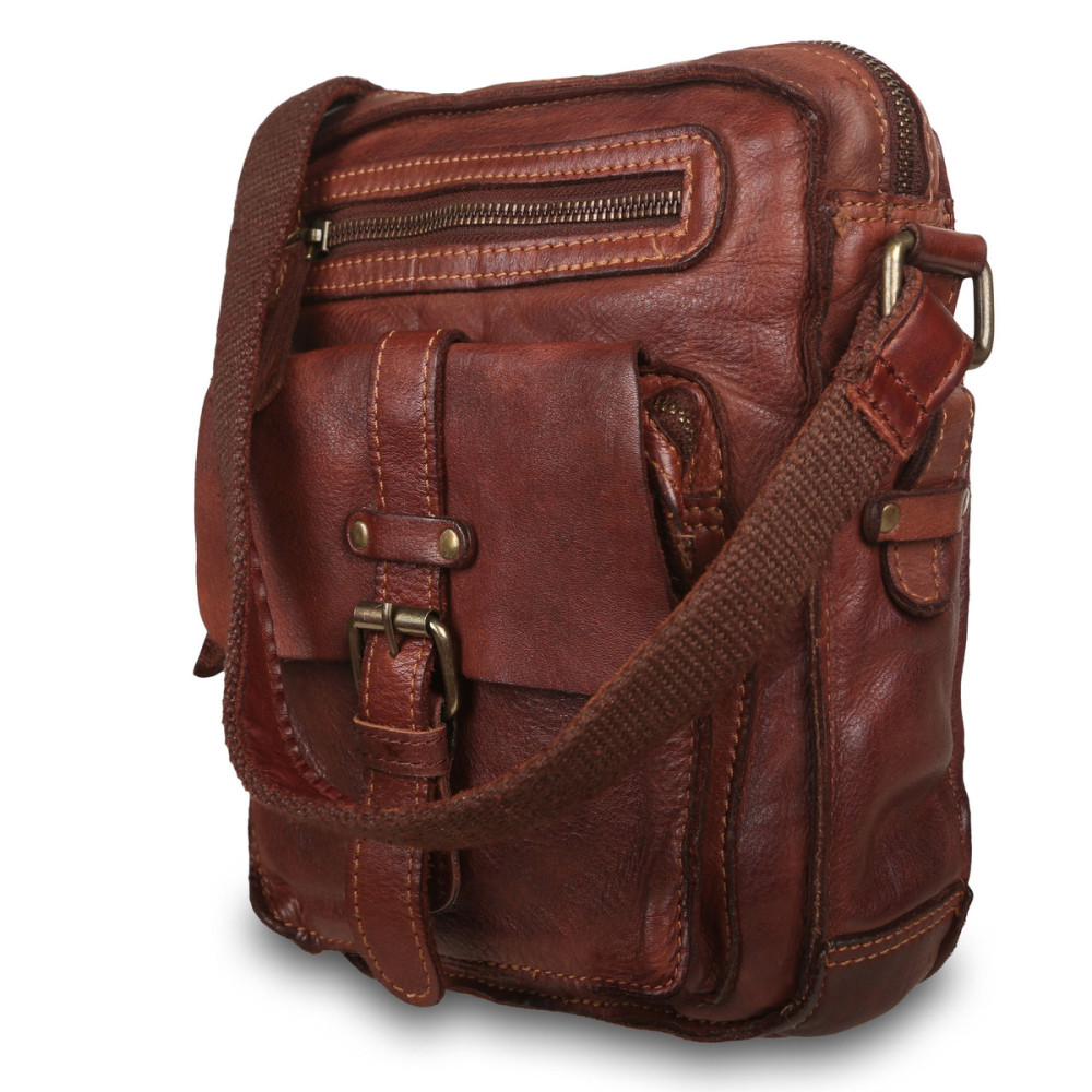Кожаная сумка через плечо Ashwood Leather SERGIO BRANDY