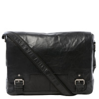 Чёрная мужская сумка через плечо из кожи Ashwood 8343 BLK