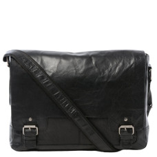 Чёрная мужская сумка через плечо из кожи Ashwood 8343 BLK