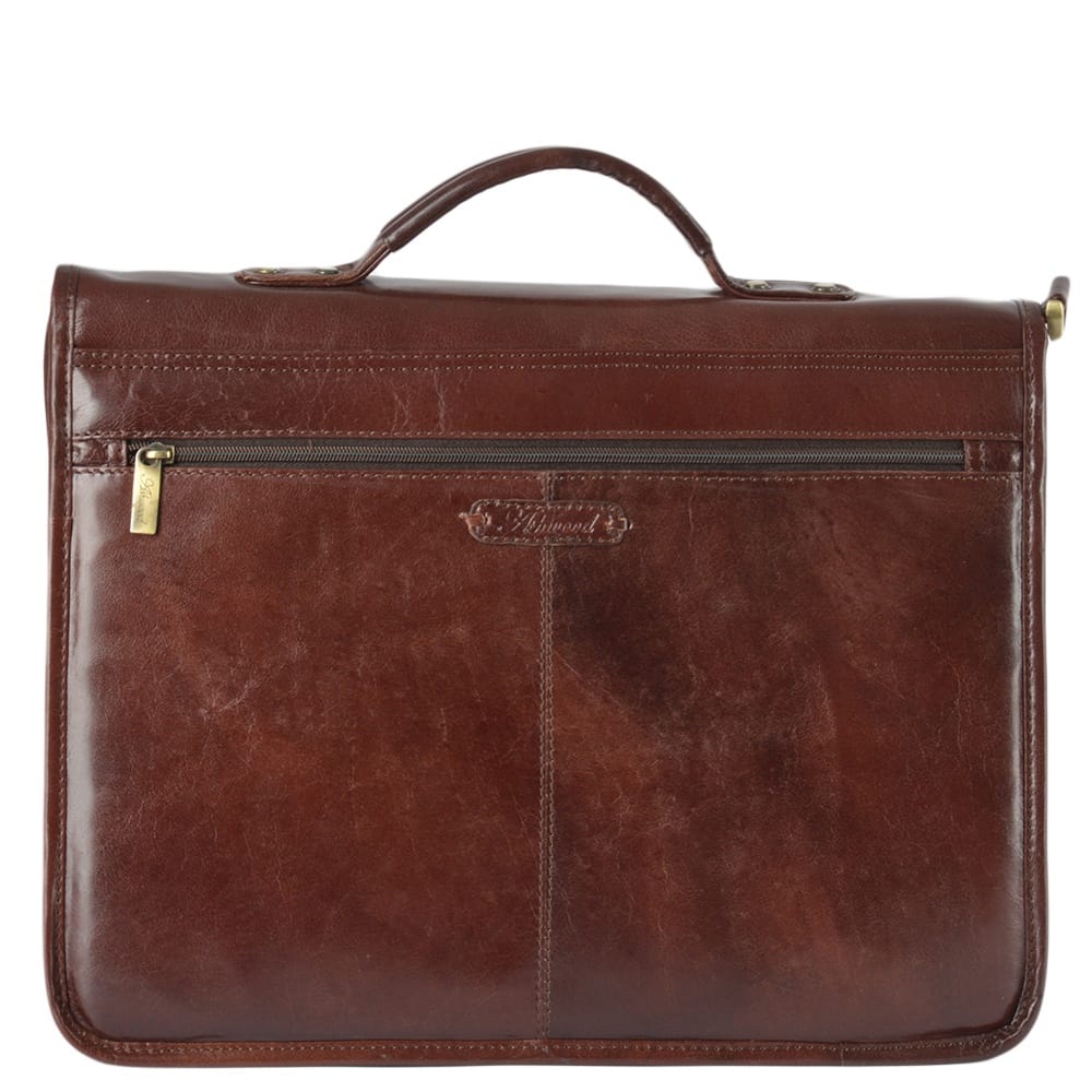 Большой кожаный портфель классика Ashwood 8190 VT COGNAC