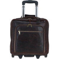 Кожаная дорожная сумка на колёсах Ashwood PL-51 Brown