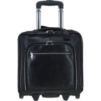 Кожаная дорожная сумка на колёсах Ashwood PL-51 Black