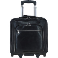 Кожаная дорожная сумка на колёсах Ashwood PL-51 Black