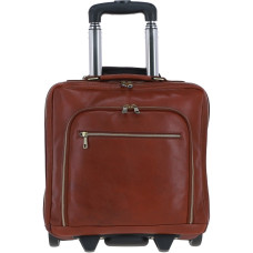 Рыжая дорожная сумка на колёсах из натуральной кожи Ashwood PL-51 Tan