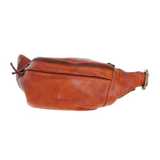 Рыжая кожаная сумка на пояс маленького размера Ashwood D102 (Tan)