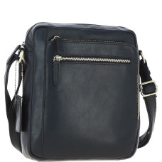 Шикарная мужская сумка через плечо из кожи Ashwood K42 Black (Черный)