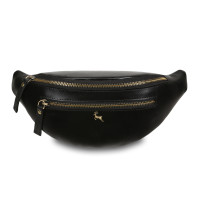 Чорна сумка на пояс із гладкої телячої шкіри Ashwood V32 Black