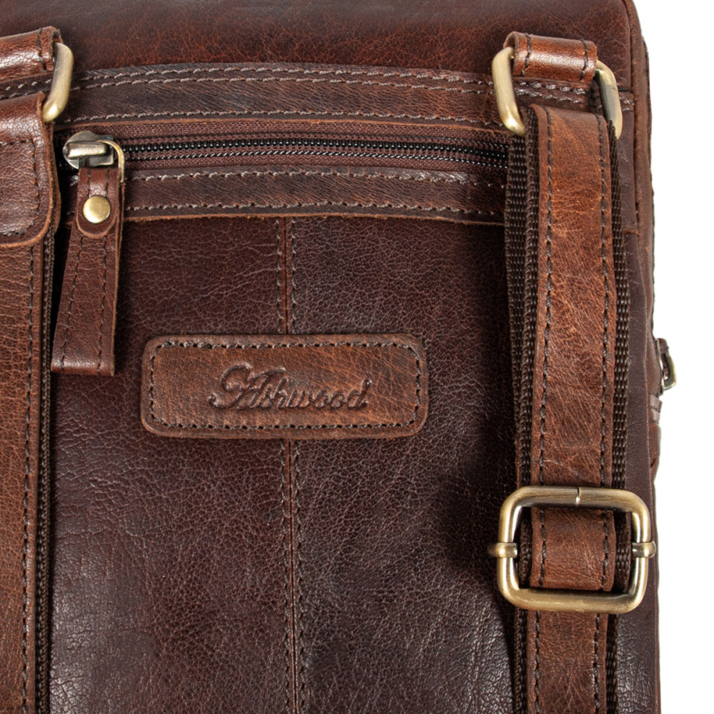 Темно-коричнева шкіряна сумка через плече Ashwood G33 BRANDY