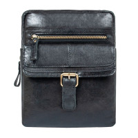 Чорна чоловіча шкіряна сумка через плече Ashwood G33 Black