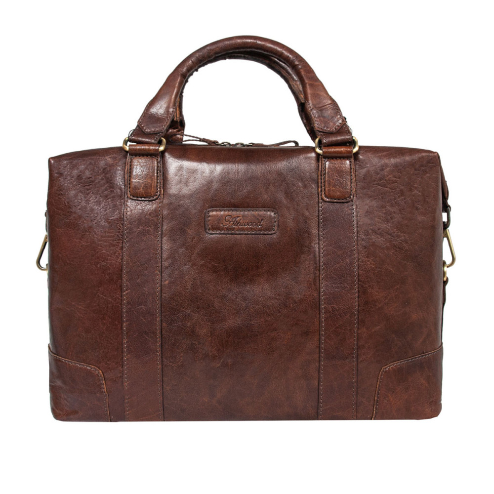 Коричнева чоловіча шкіряна сумка для ноутбука 15,4" Ashwood G34 BRANDY