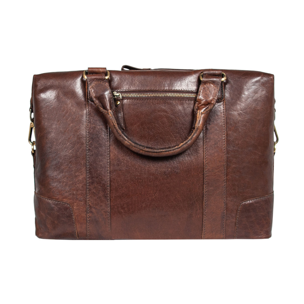 Коричнева чоловіча шкіряна сумка для ноутбука 15,4" Ashwood G34 BRANDY