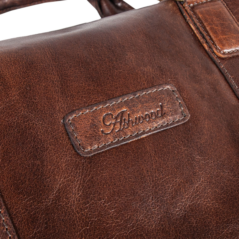 Коричнева чоловіча шкіряна сумка для ноутбука 15,4" Ashwood G34 BRANDY