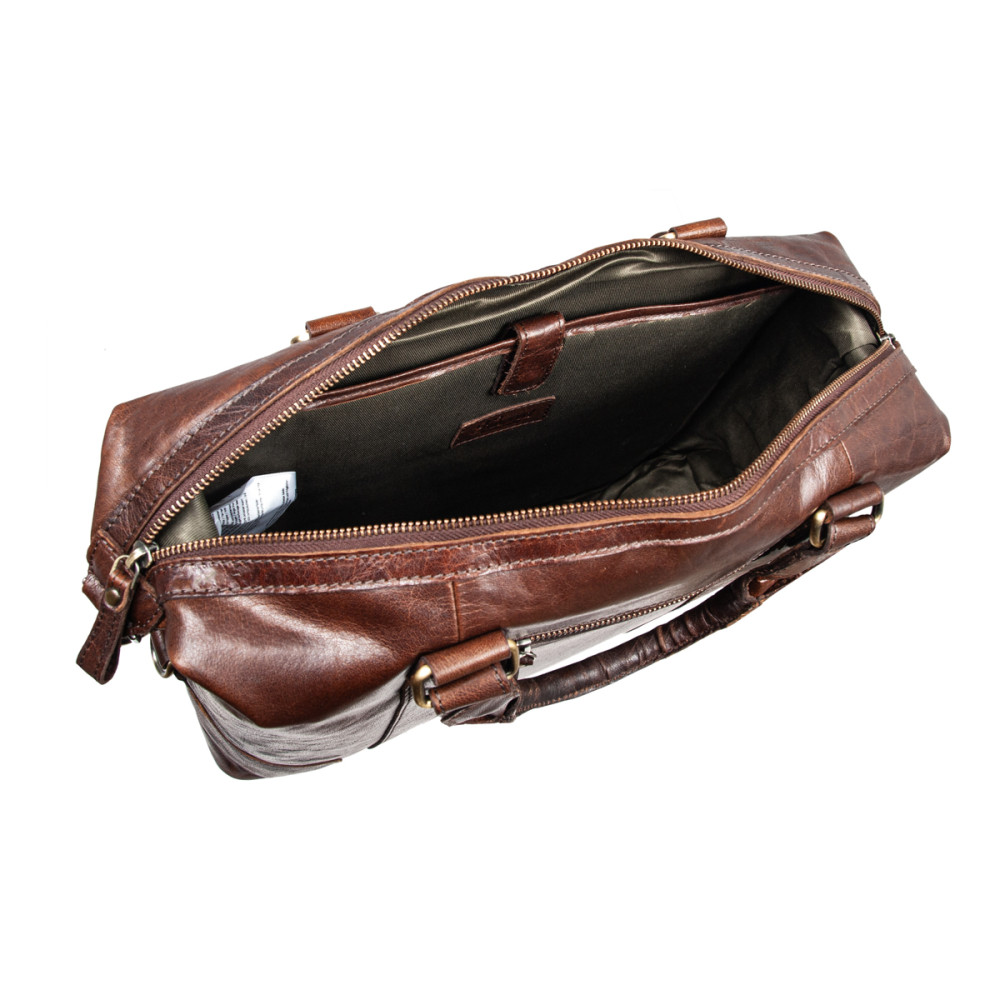 Коричнева чоловіча шкіряна сумка для ноутбука 15,4" Ashwood G34 BRANDY