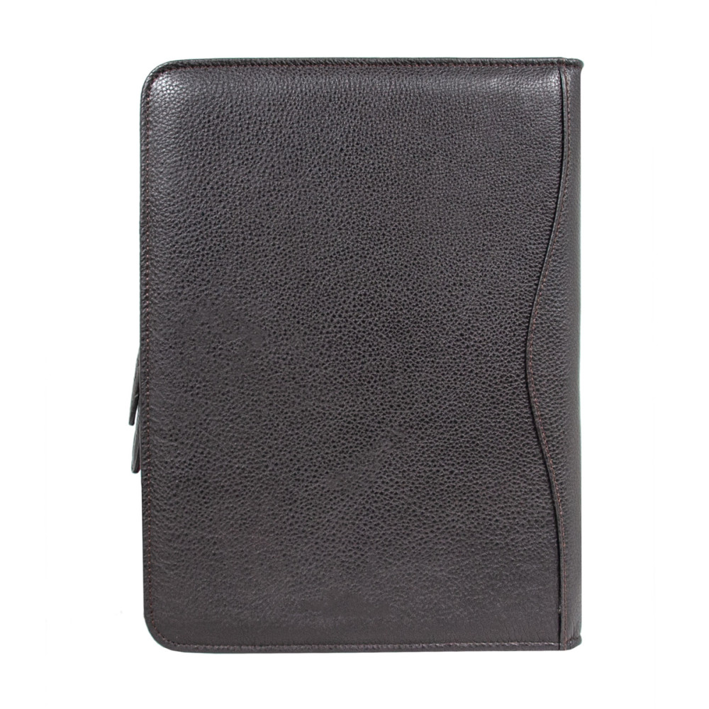 Темно-коричнева шкіряна папка формату A4 Ashwood A4 ZIP Brown