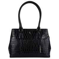Чорна жіноча сумка зі шкіри крокодила Ashwood C54 Black