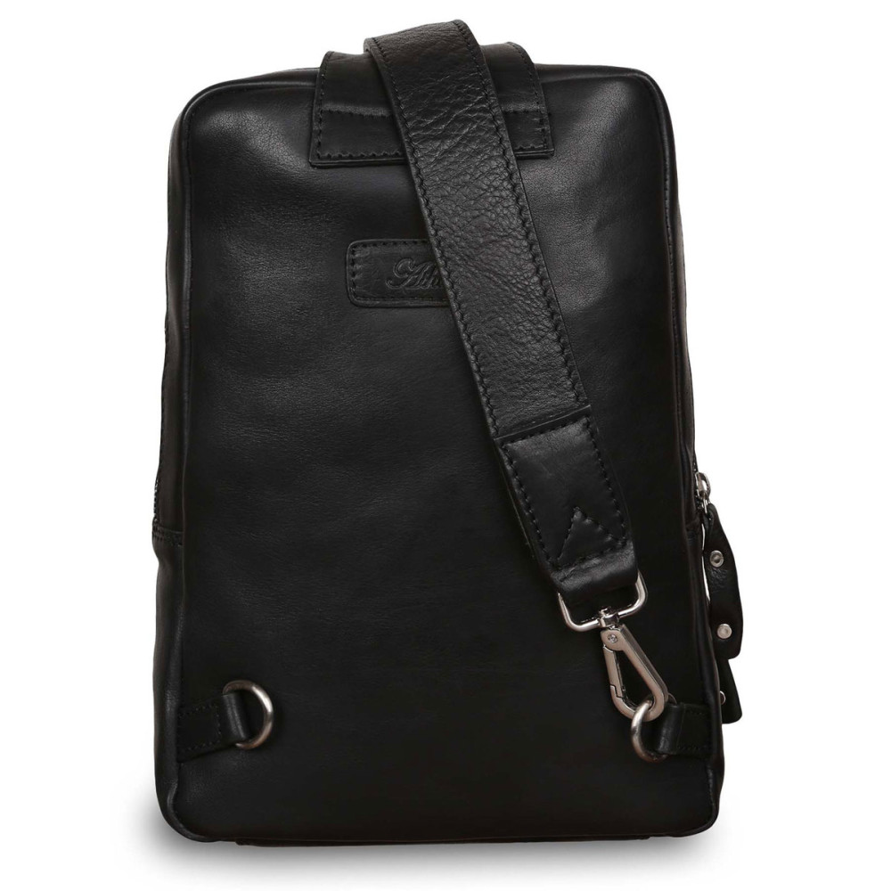 Рюкзак на одне плече чорного кольору Ashwood Leather Slingo Black