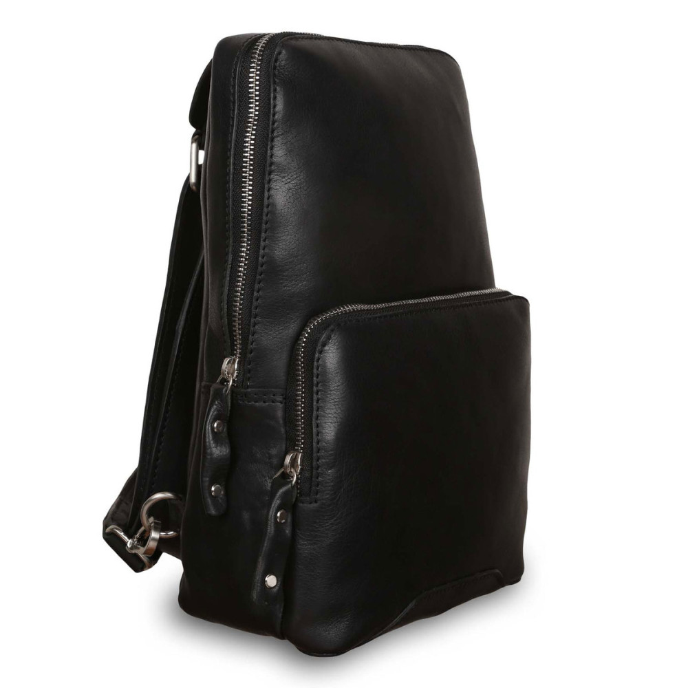 Рюкзак на одне плече чорного кольору Ashwood Leather Slingo Black