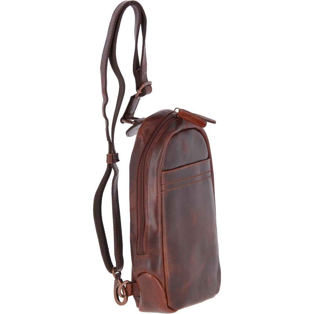 Коричнева шкіряна сумка-слінг Ashwood Leather Perry Vintage Tan