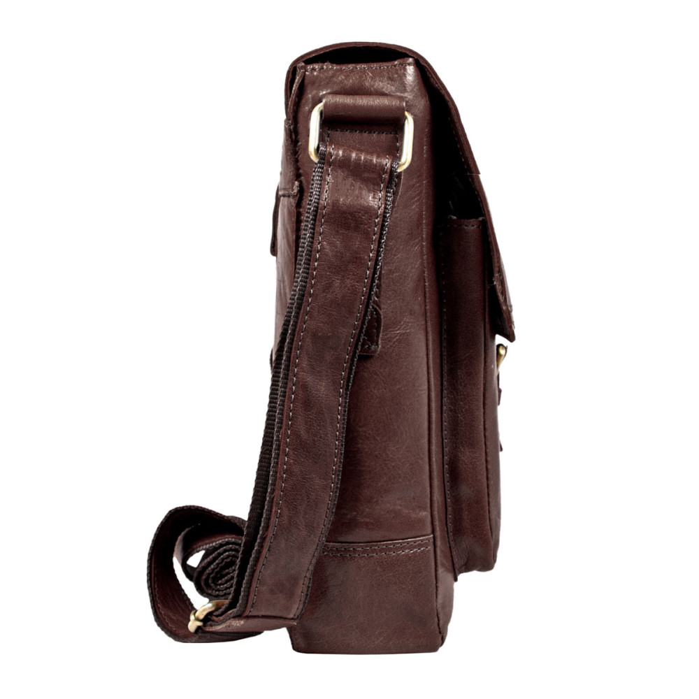 Коричнева шкіряна сумка через плече формату A4 Ashwood G32 Brandy