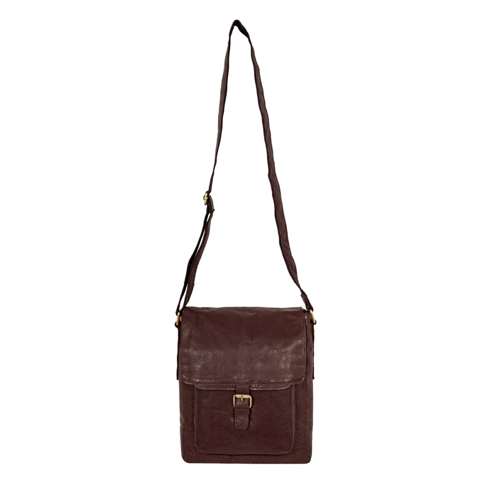 Коричнева шкіряна сумка через плече формату A4 Ashwood G32 Brandy