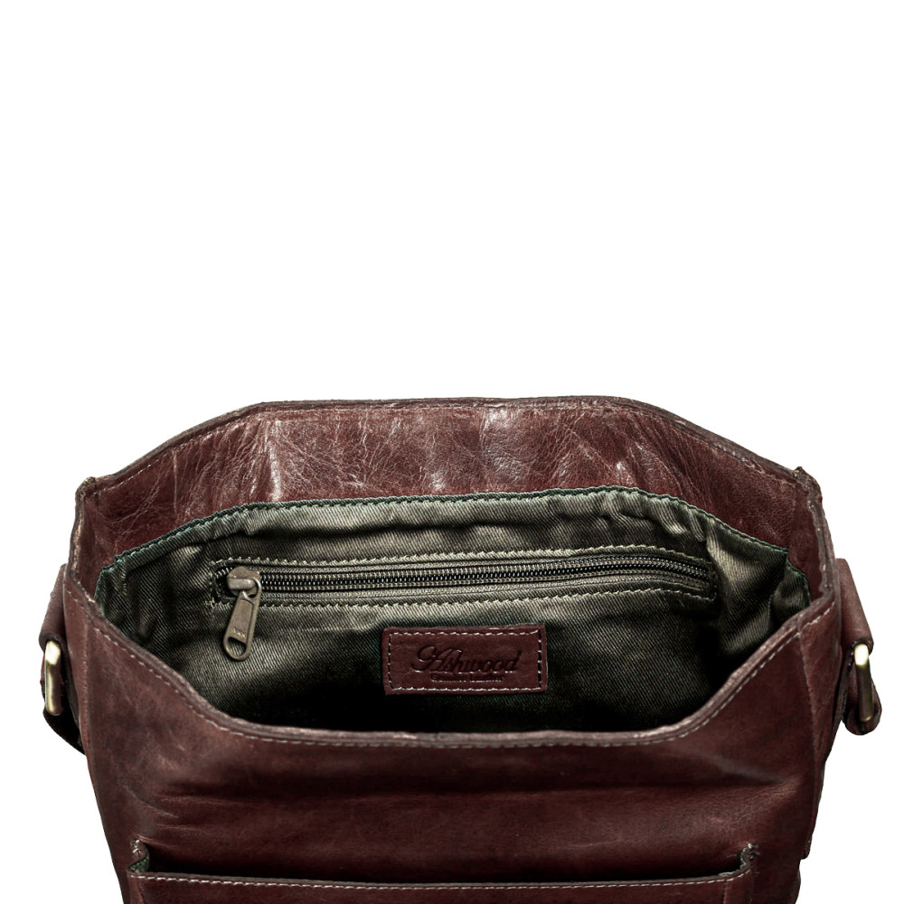 Коричнева шкіряна сумка через плече формату A4 Ashwood G32 Brandy