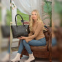 Містка жіноча сумка зі шкіри під рептилію Ashwood C56 Black