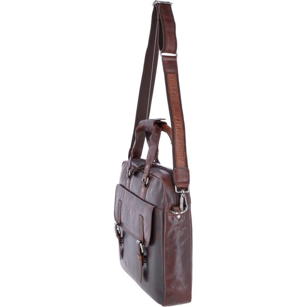 Чоловічий шкіряний портфель коричневого Ashwood Leather F83 Brandy