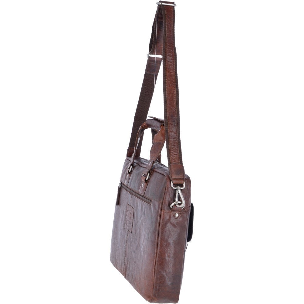 Чоловічий шкіряний портфель коричневого Ashwood Leather F83 Brandy