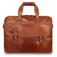 Чоловіча ділова шкіряна сумка-портфель Ashwood Leather F83 Cognac