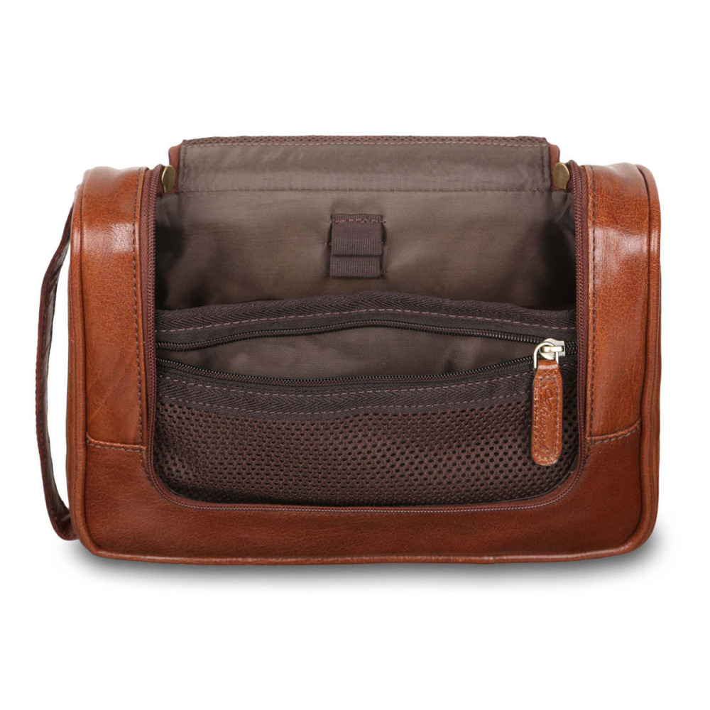 Несесер шкіряний із гладкої шкіри Ashwood Leather 89145 Chestnut Brown