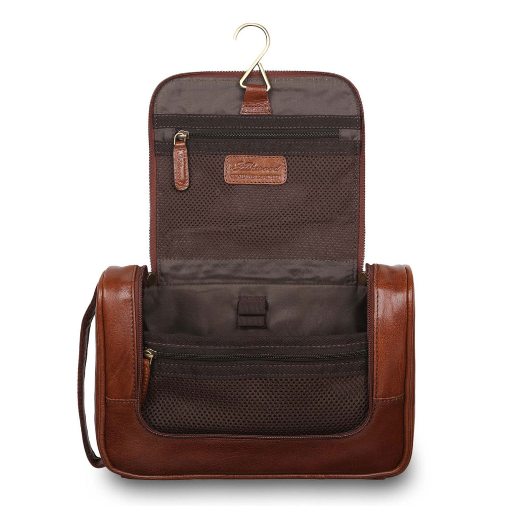 Несесер шкіряний із гладкої шкіри Ashwood Leather 89145 Chestnut Brown