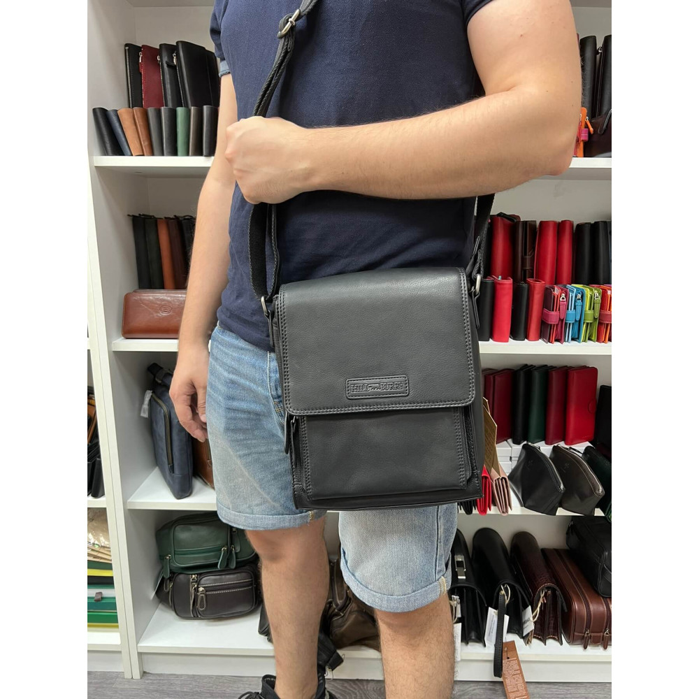 Шкіряна сумка через плече Hill Burry 15244HBlack Чорна