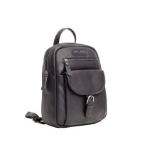 Чорний шкіряний рюкзак середнього розміру Hill Burry HB1715/Black
