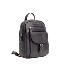 Чорний шкіряний рюкзак середнього розміру Hill Burry HB1715/Black